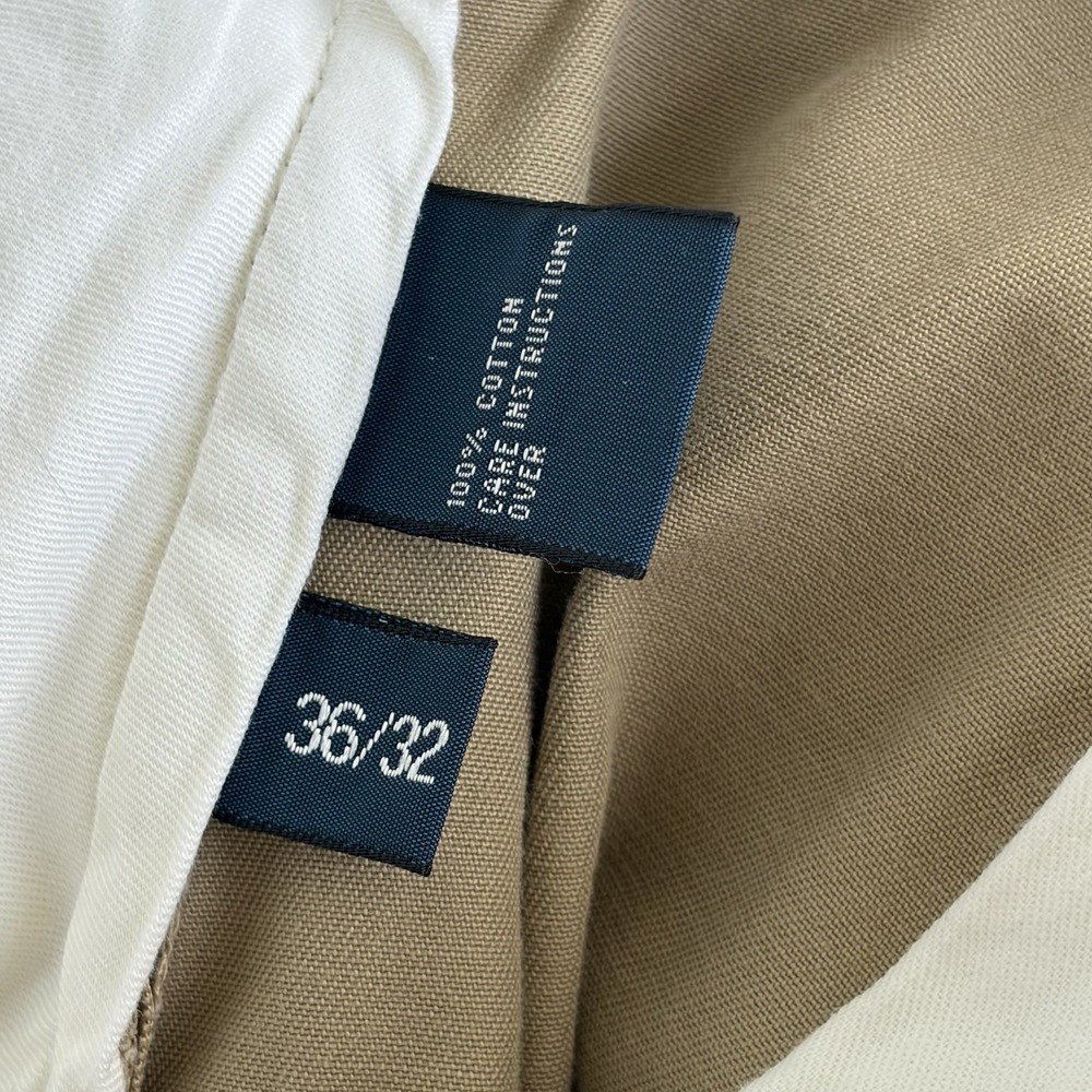 Polo Ralph Lauren Pants Mens 36x32 Khaki Andrew Double Pleated High Rise Chino - Picture 4 of 10